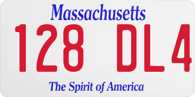 MA license plate 128DL4
