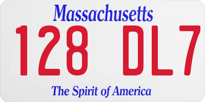 MA license plate 128DL7