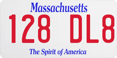 MA license plate 128DL8