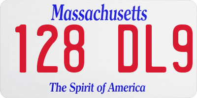 MA license plate 128DL9