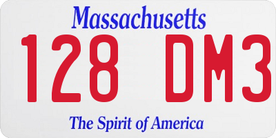 MA license plate 128DM3