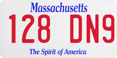 MA license plate 128DN9