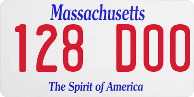 MA license plate 128DO0