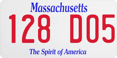 MA license plate 128DO5
