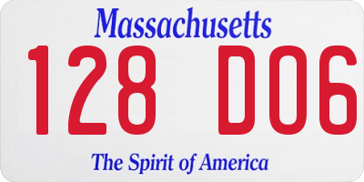 MA license plate 128DO6