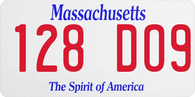 MA license plate 128DO9