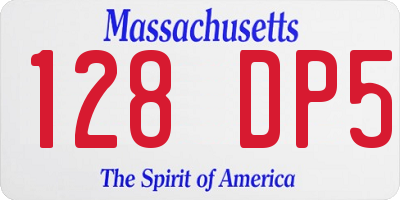 MA license plate 128DP5