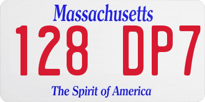 MA license plate 128DP7