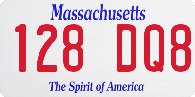 MA license plate 128DQ8