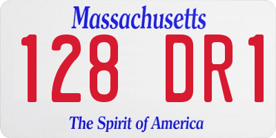 MA license plate 128DR1