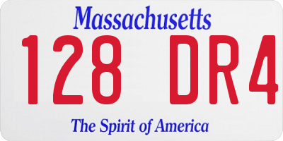 MA license plate 128DR4