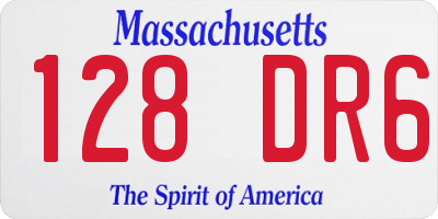 MA license plate 128DR6