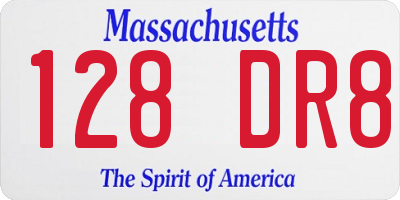 MA license plate 128DR8