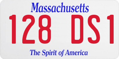 MA license plate 128DS1