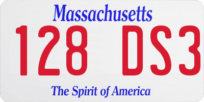 MA license plate 128DS3