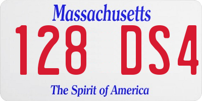 MA license plate 128DS4