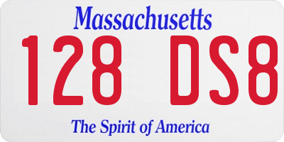 MA license plate 128DS8