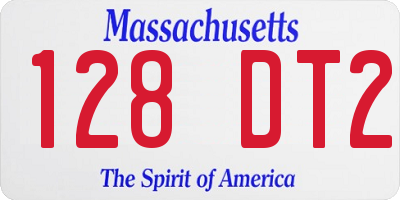 MA license plate 128DT2