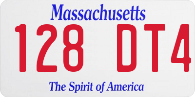 MA license plate 128DT4