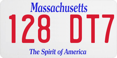 MA license plate 128DT7