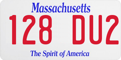 MA license plate 128DU2