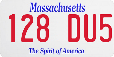 MA license plate 128DU5