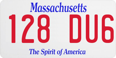 MA license plate 128DU6