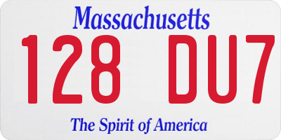 MA license plate 128DU7