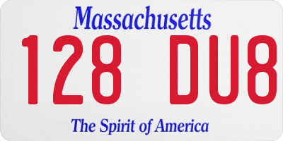 MA license plate 128DU8