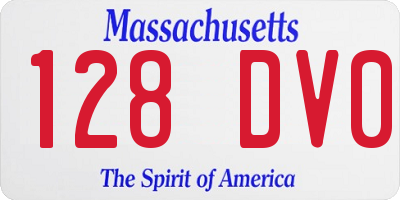 MA license plate 128DV0