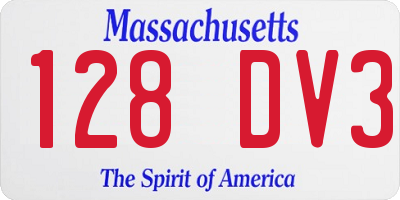 MA license plate 128DV3