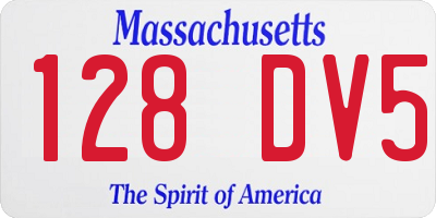 MA license plate 128DV5