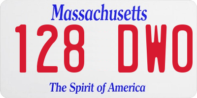 MA license plate 128DW0
