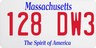 MA license plate 128DW3