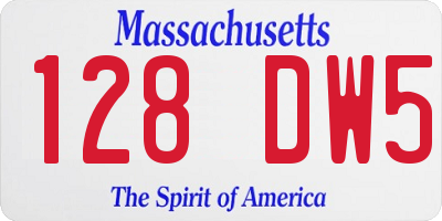 MA license plate 128DW5
