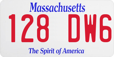 MA license plate 128DW6