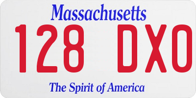 MA license plate 128DX0