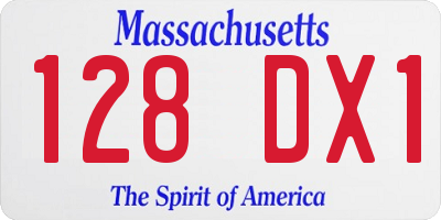 MA license plate 128DX1
