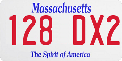MA license plate 128DX2