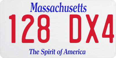 MA license plate 128DX4
