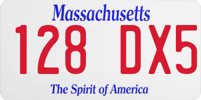 MA license plate 128DX5