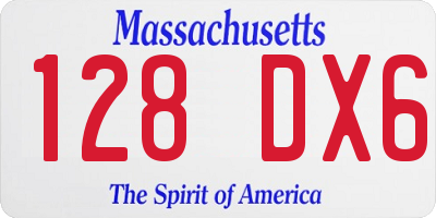 MA license plate 128DX6