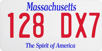 MA license plate 128DX7