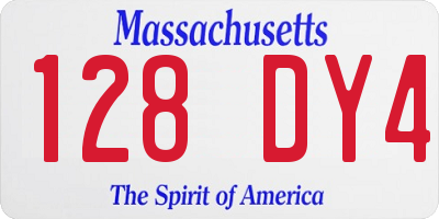 MA license plate 128DY4