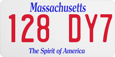 MA license plate 128DY7