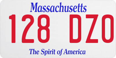 MA license plate 128DZ0