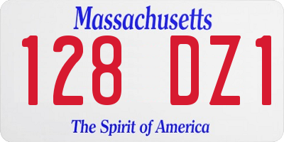 MA license plate 128DZ1