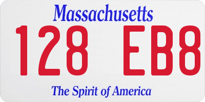 MA license plate 128EB8