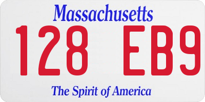 MA license plate 128EB9