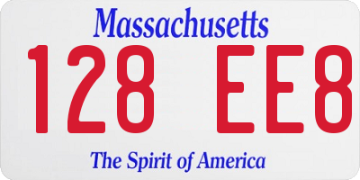 MA license plate 128EE8